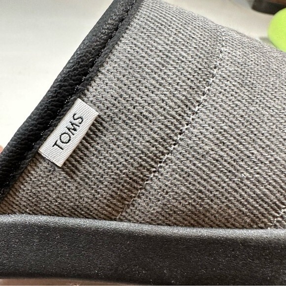 Toms Slippers Mens 7 Harbor Black Distressed Twill Slip On Mules Hard Sole - Picture 10 of 13